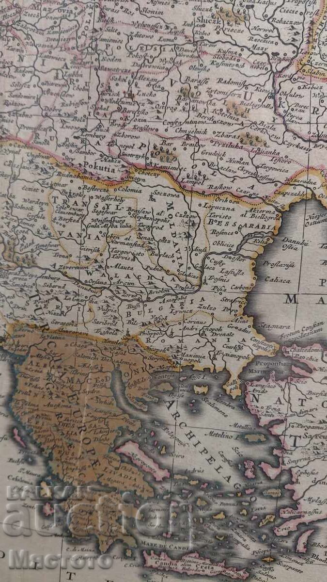 Auction  1730 Original Map of Europe, includes Bulgaria
