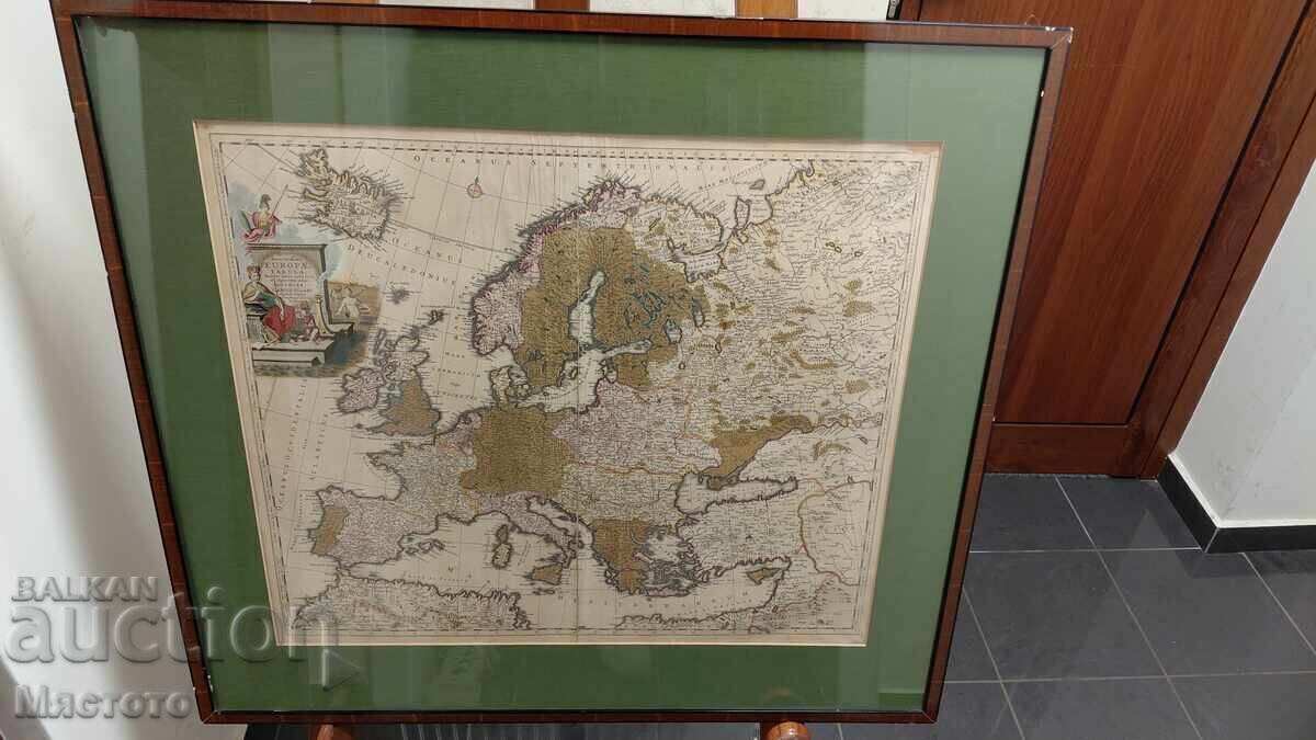 Hartă ORIGINALĂ a Europei, circa 1730