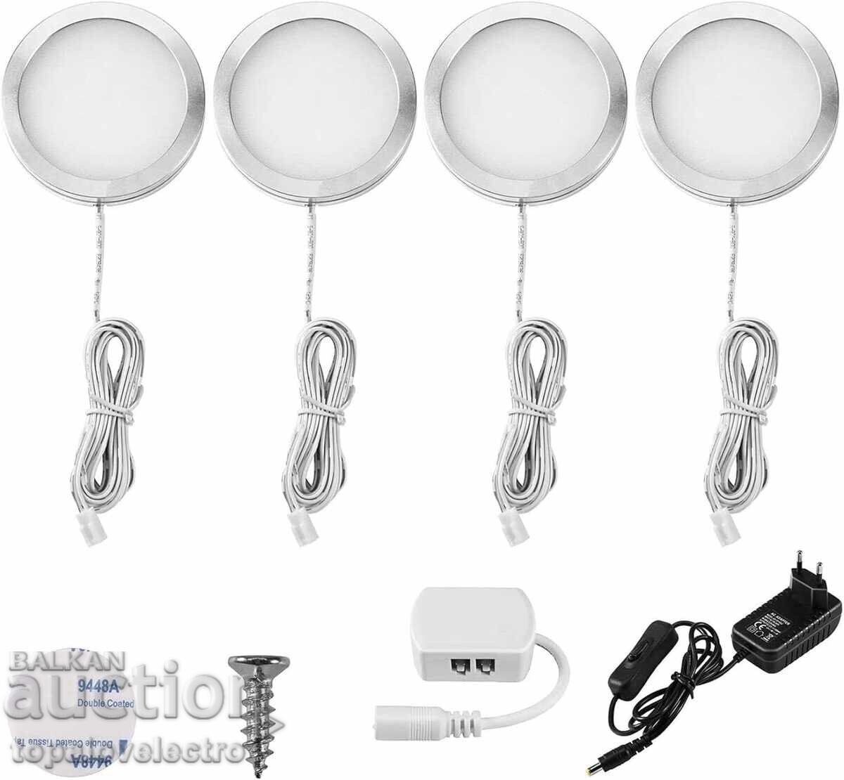NEW! LED cabinet lighting, spotlights - set of 4 pcs., n NEW! LED cabinet lighting, spotlights - set of 4 pcs., n