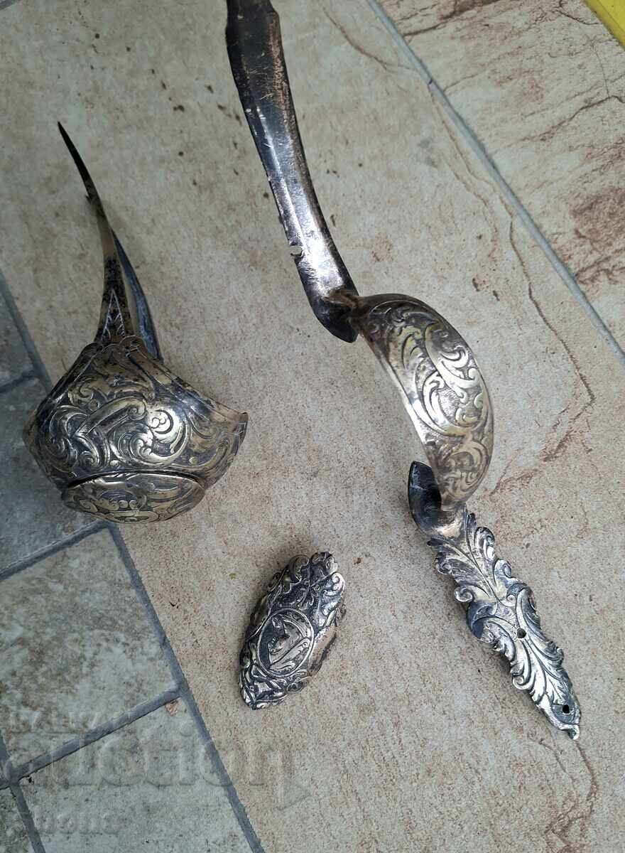 Εξαρτήματα για πιστόλι με πυρίτη, σιδηροπυρίτης, μπαρούτι, πυριτόλιθος, ασήμι