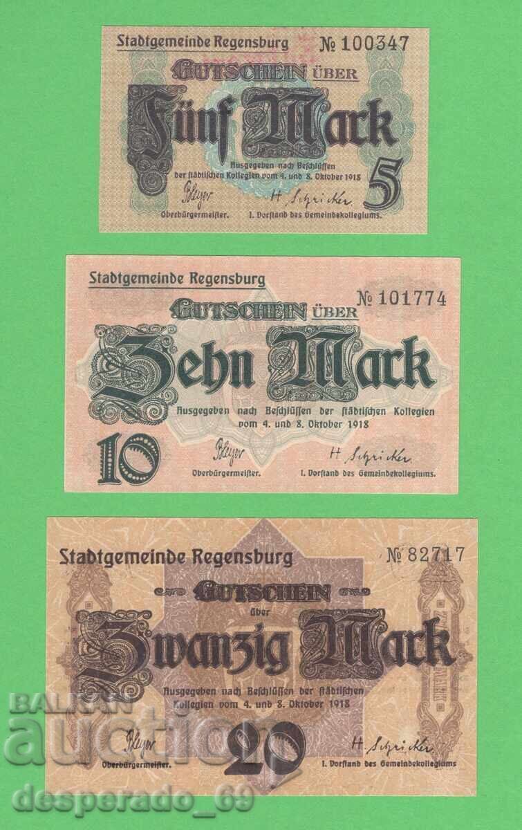 (¯`'•.¸ΓΕΡΜΑΝΙΑ (Regensburg) 5+10+20 μάρκα 1918 UNC¸.•'´¯) (¯`'•.¸ΓΕΡΜΑΝΙΑ (Regensburg) 5+10+20 μάρκα 1918 UNC¸.•'´¯)