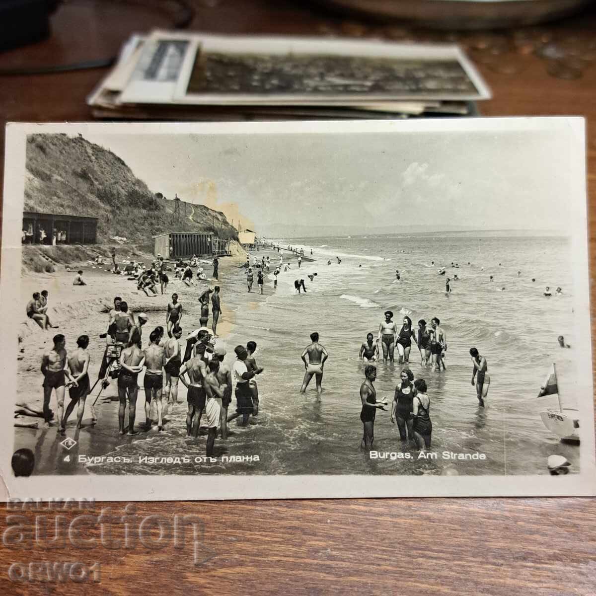 Burgas plaja 1945 Paskov carte poștală Regatul Bulgariei
