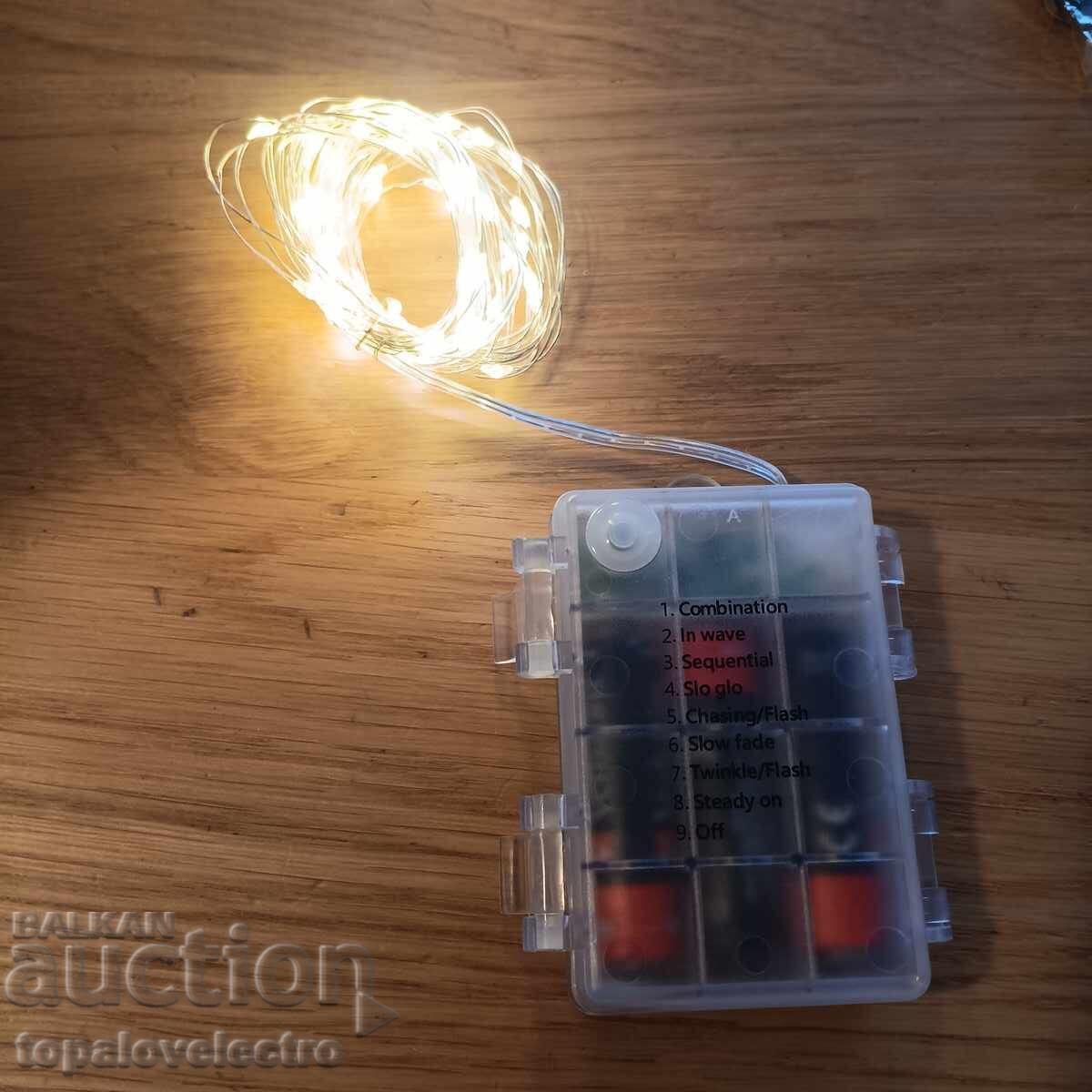 NOU! Luminițe decorative LED pe baterii – 5 buc. x 5 m, glob - 7