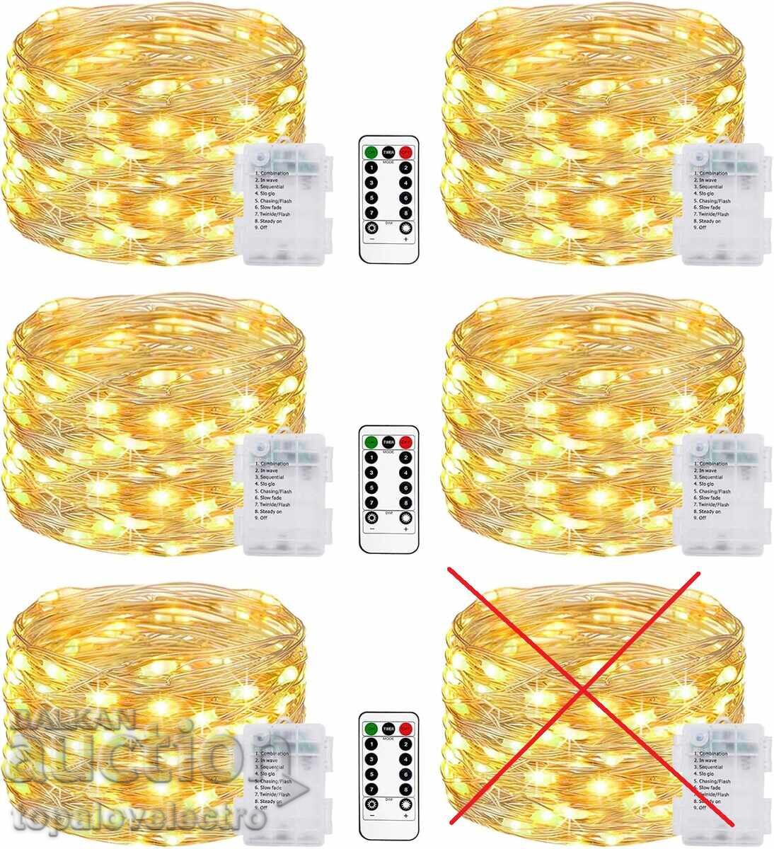 NOU! Luminițe decorative LED pe baterii – 5 buc. x 5 m, glob