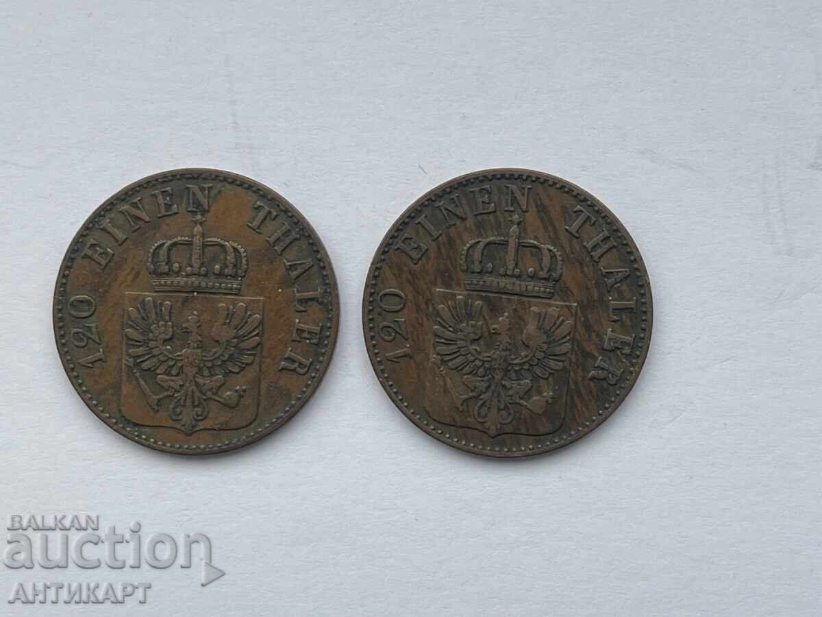 Germany 2 coins of 3 pfennigs 1852, 1855 excellent with price € 16.00 | 31.29 BGN Germany 2 coins of 3 pfennigs 1852, 1855 excellent with price € 16.00 | 31.29 BGN