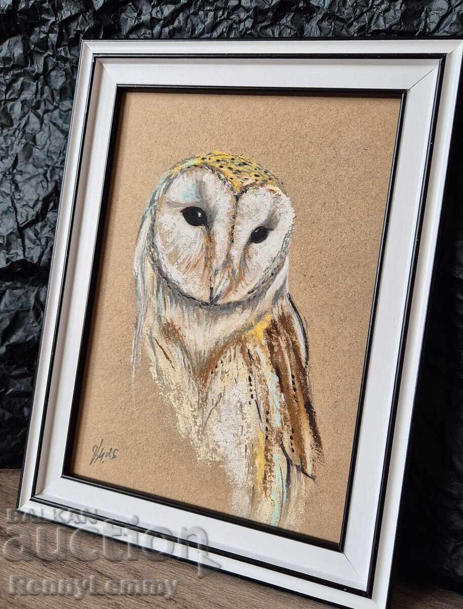 Bufniță, pictură pastel, original cu preț € 26.00 | 50.85 BGN Bufniță, pictură pastel, original cu preț € 26.00 | 50.85 BGN