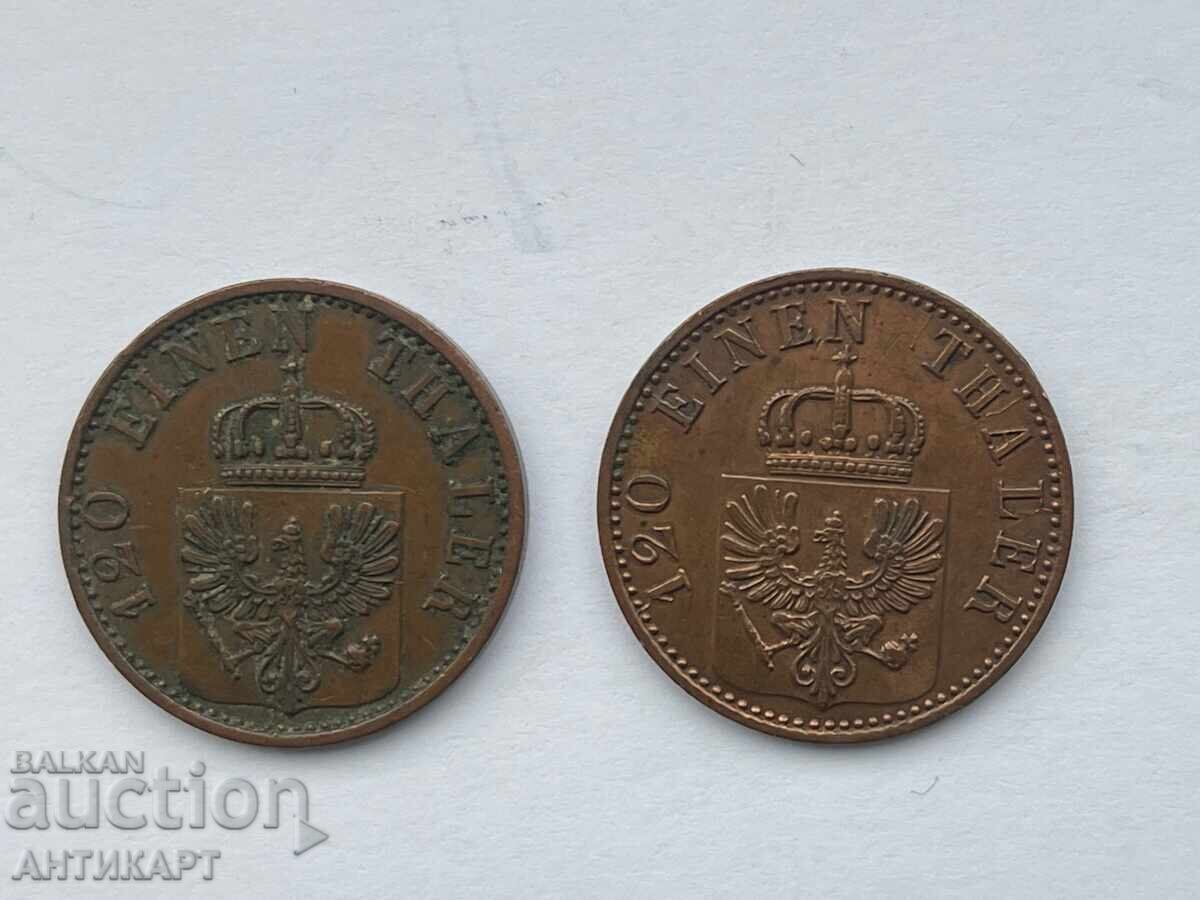 Germania 2 bucăți monede de 3 pfenningi 1867 excelente cu preț € 16.00 | 31.29 BGN