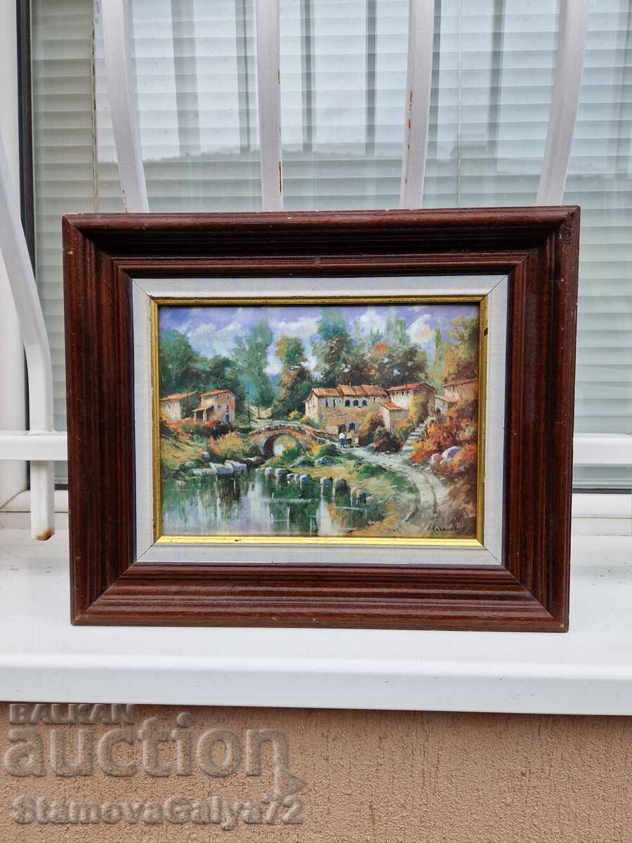 Прекрасна антикварна френска авторска картина емайл Прекрасна антикварна френска авторска картина емайл