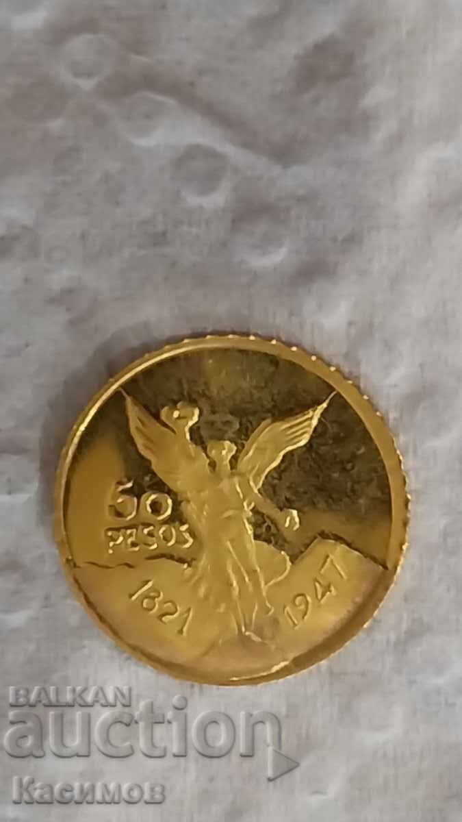 Miniatură de aur comemorativă din Mexic 50 Peso 1921