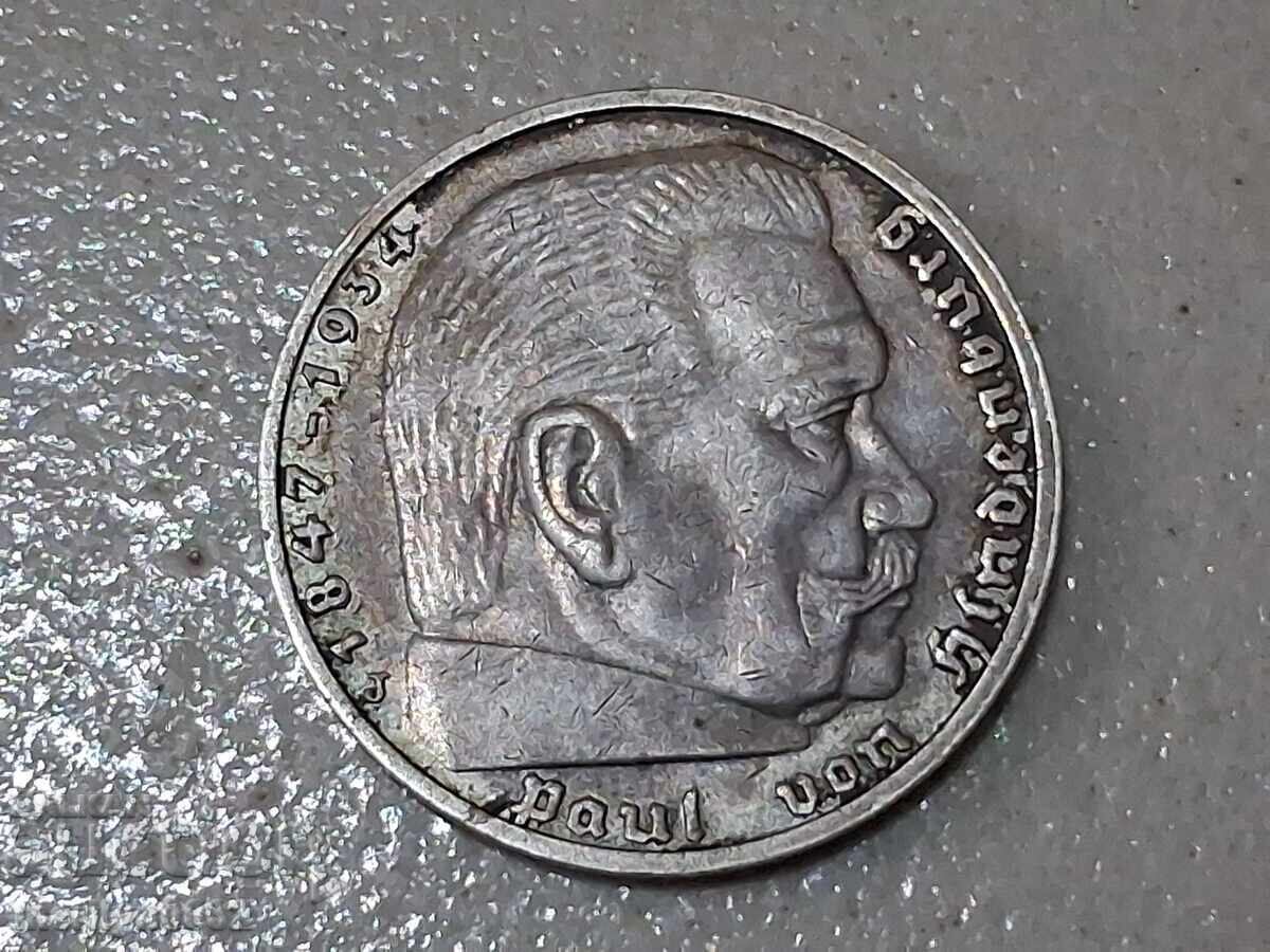 Монета 5 марки 1937 Германия Трети райх сребро с цена € 31.50 | 61.61 лв. Монета 5 марки 1937 Германия Трети райх сребро с цена € 31.50 | 61.61 лв.