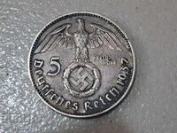 Монета 5 марки 1937 Германия Трети райх  сребро