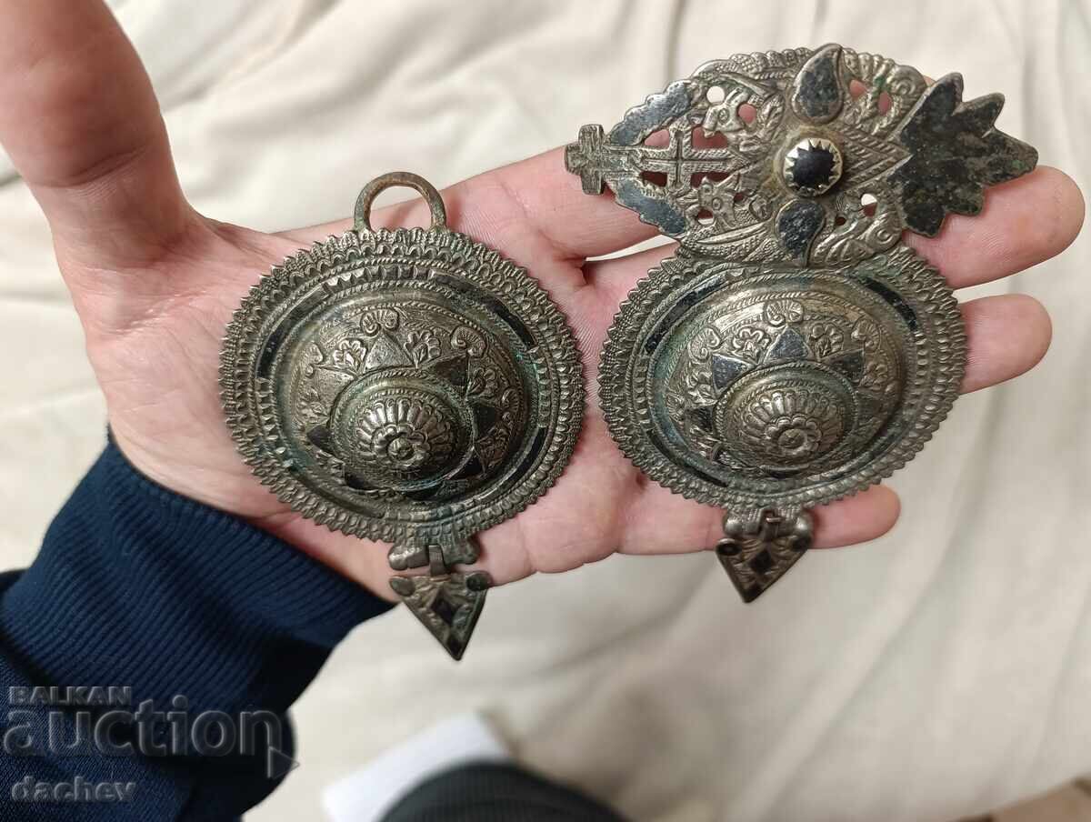 Θρησκευτικές Ασημένιες με Νιέλο παφτές παφτά κόσμημα φορεσιάς 19ου αιώνα - 6