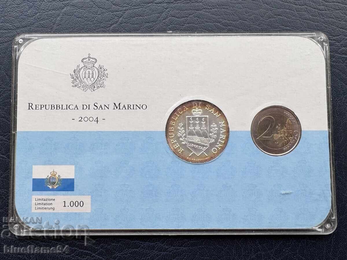 Set 2 euro + 5 euro San Marino 2004 silver with price € 135.00 | 264.04 BGN
