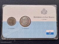 Сет 2 евро + 5 евро Сан Марино 2004 сребро