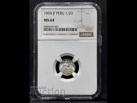 1/2 Динеро 1904 Перу NGC MS 64