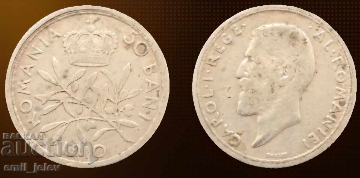 Румъния 50 бани(сребро) 1910 г.-Romania 50 bani 1910