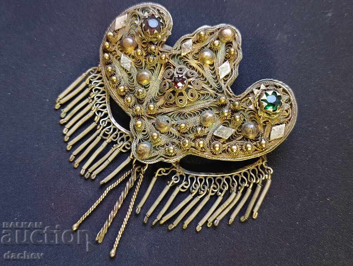 Παράδοση Αναγεννησιακές Ασημένιες Φιλιγκράν Επιχρυσωμένες παφτές παφτά ρούχα 19ος αιώνας