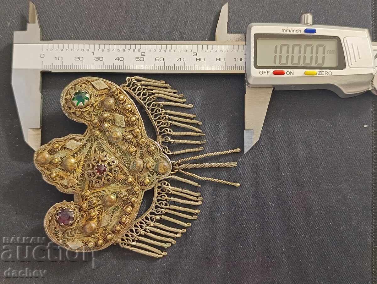 Αναγεννησιακές Ασημένιες Φιλιγκράν Επιχρυσωμένες παφτές παφτά ρούχα 19ος αιώνας - 7