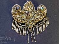 Revival Silver Filigree Gilded buckles pafta costume 19th century