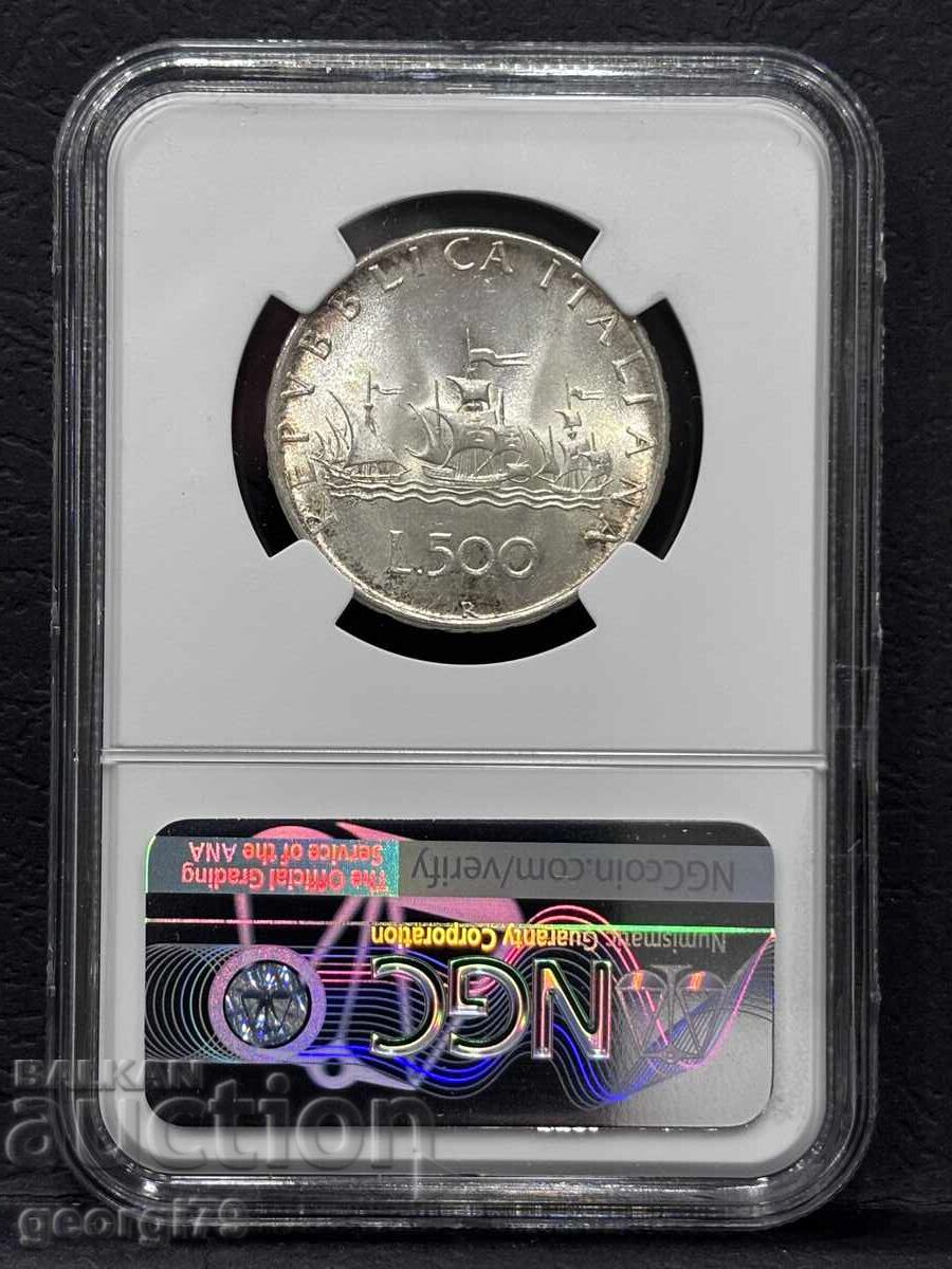 500 лири 1966 Италия NGC MS 64 с цена € 0.01 | 0.02 лв.