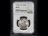 500 λίρες 1966 Ιταλία NGC MS 64