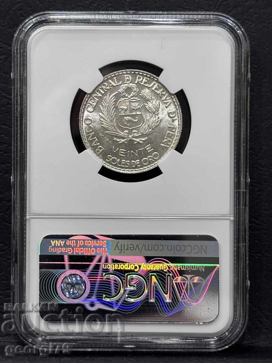 20 Soles 1965 Peru NGC MS 66 cu preț € 0.01 | 0.02 BGN 20 Soles 1965 Peru NGC MS 66 cu preț € 0.01 | 0.02 BGN