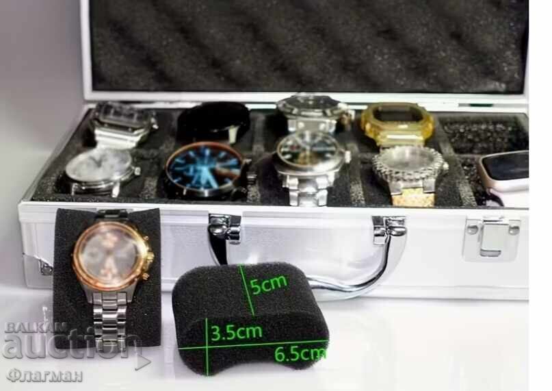 Αλουμινένιο βαλιτσάκι για 10 ρολόγια, διαστάσεις 30 εκ./17 εκ./7,5 εκ με τιμή € 70.00 | 136.91 BGN