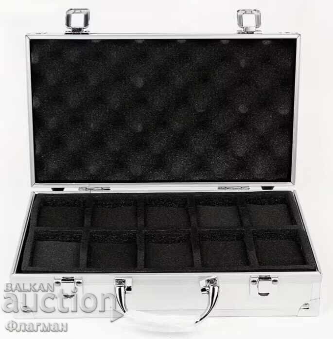 Δημοπρασία Αλουμινένιο βαλιτσάκι για 10 ρολόγια, διαστάσεις 30 εκ./17 εκ./7,5 εκ