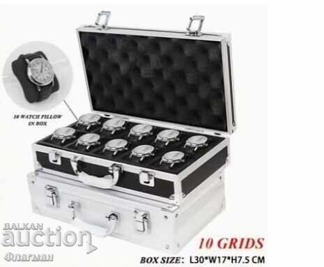 Παράδοση Αλουμινένιο βαλιτσάκι για 10 ρολόγια, διαστάσεις 30 εκ./17 εκ./7,5 εκ