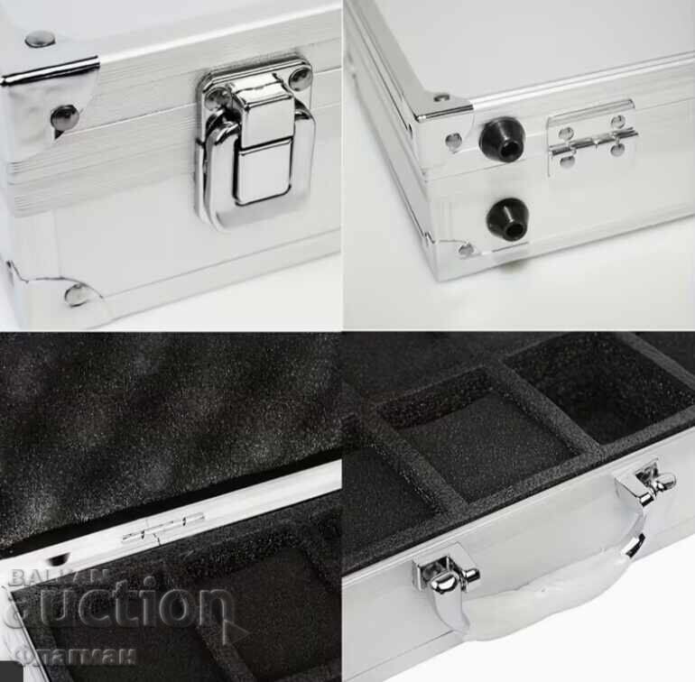 Αλουμινένιο βαλιτσάκι για 10 ρολόγια, διαστάσεις 30 εκ./17 εκ./7,5 εκ - 6