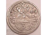 1 Γρόσι 1669 Αυστρία 3 κρόιτσερ Groschel Όπελν Λεοπόλδος ασήμι