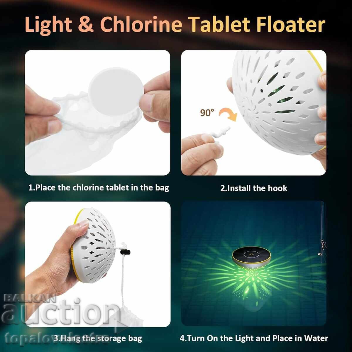 Livrarea NOU! Lampă solară plutitoare RGB LED pentru piscină cu automatizare