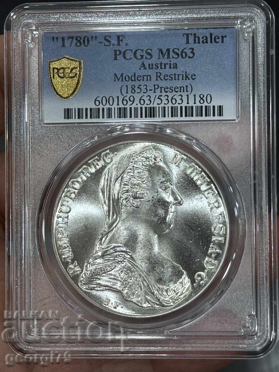1 Thaler 1780 Restrike PCGS MS 63 1 Thaler 1780 Restrike PCGS MS 63