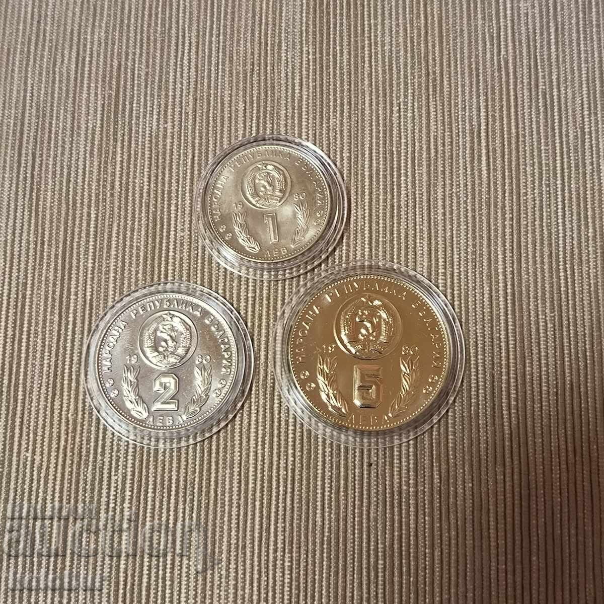 Лот 1, 2 и 5 лева 1980 година Световно по Футбол '82 с цена € 30.00 | 58.67 лв. Лот 1, 2 и 5 лева 1980 година Световно по Футбол '82 с цена € 30.00 | 58.67 лв.