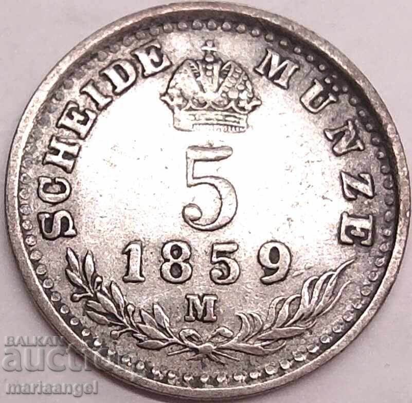 5 Kreuzers 1859 Αυστρία για Ιταλία Μ - Μιλάνο ασήμι - σπάνιο 5 Kreuzers 1859 Αυστρία για Ιταλία Μ - Μιλάνο ασήμι - σπάνιο