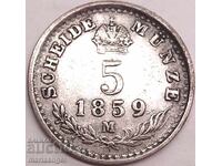 5 Kreuzers 1859 Austria pentru Italia M - argint Milano - rar