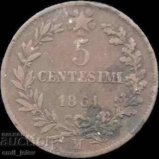 5 чентесими 1861 Италия М - Милан Викторио Емануеле III с цена € 2.52 | 4.93 лв. 5 чентесими 1861 Италия М - Милан Викторио Емануеле III с цена € 2.52 | 4.93 лв.