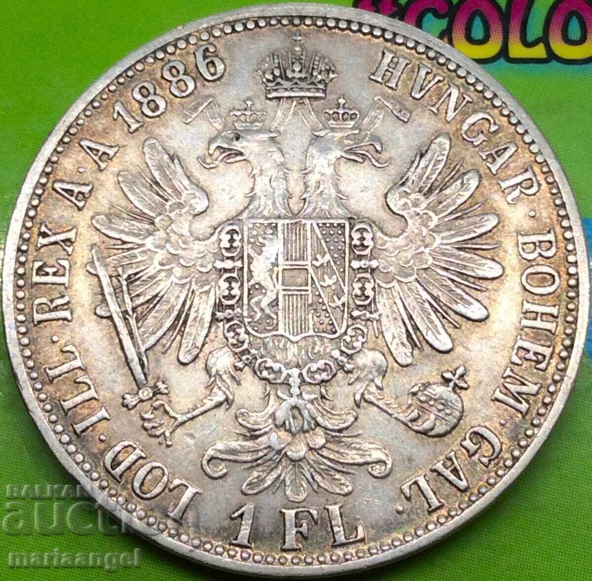 Ungaria 1 Florin 1886 Franz Joseph I Argint - 7