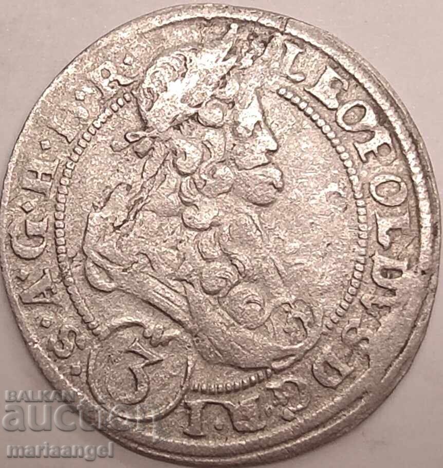 Силезия 3 кройцера 1696 Леополд Австрия сребро - 5