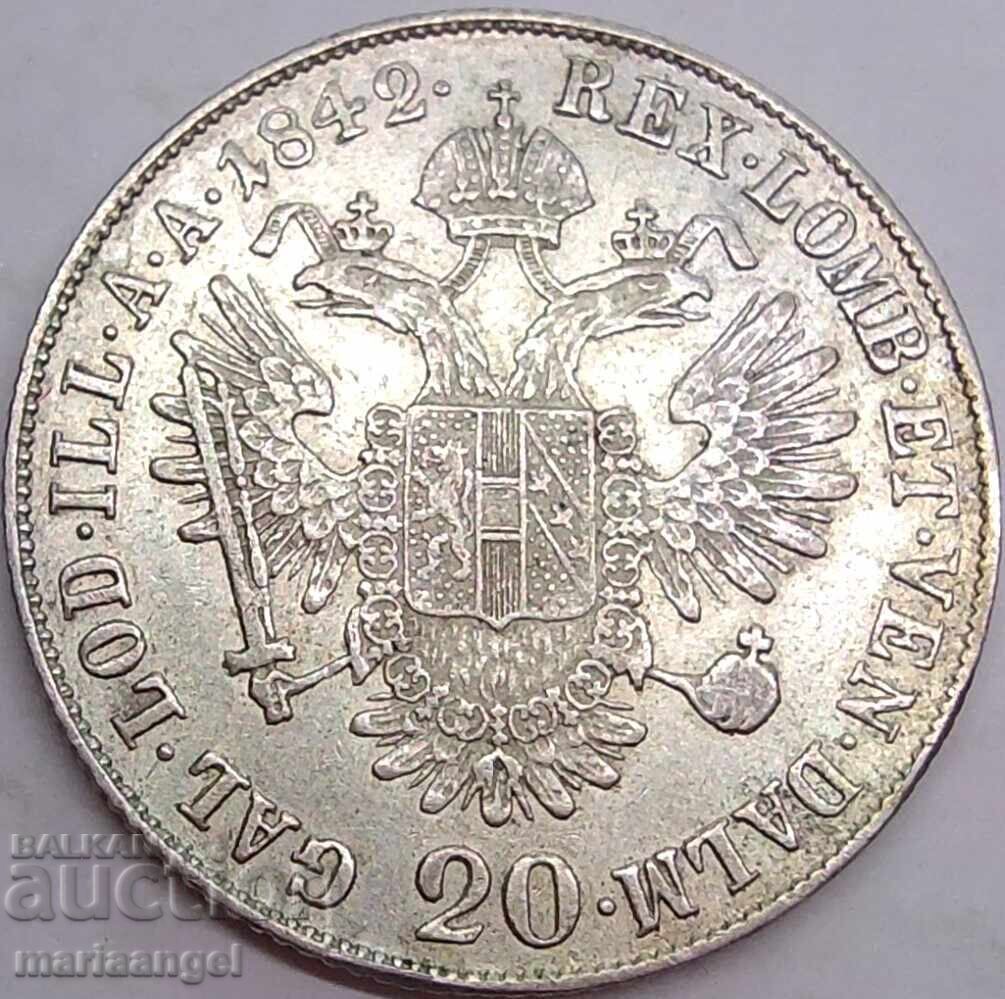 Доставка на 20 кройцера 1842 Австрия за Италия М-Милан Фердинанд