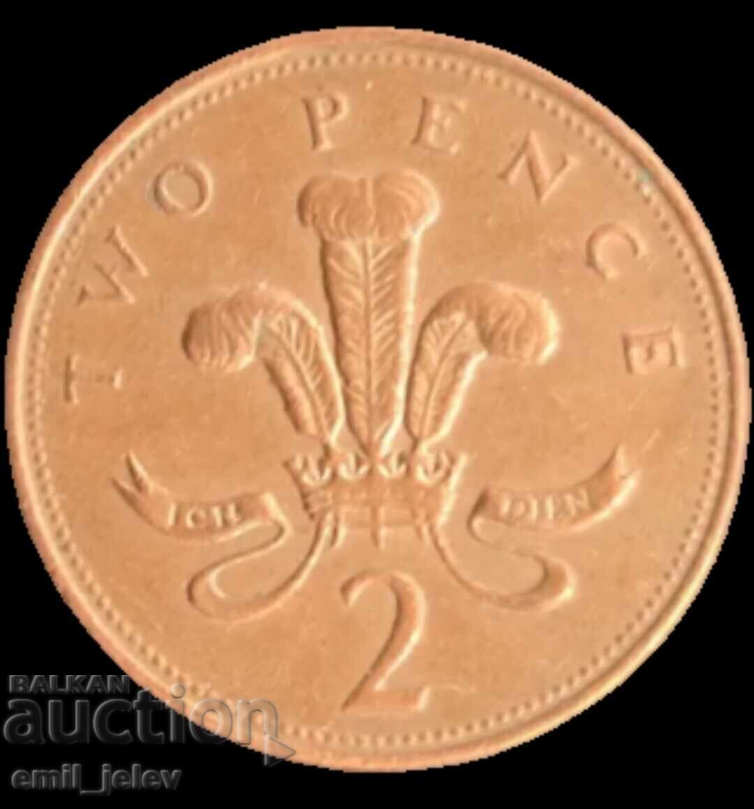 2 pence - Regatul Unit (United Kingdom) 1996 god cu preț € 0.20 | 0.39 BGN