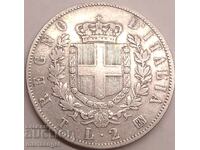 2 λίβρες 1863 T - Τορίνο Ιταλία "SHIELD" Shield BN - Birmingham Ag