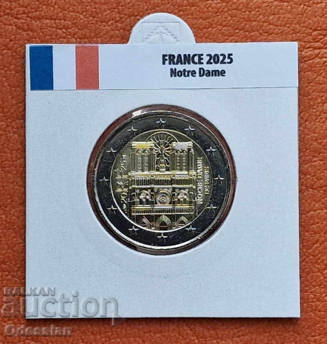 Франция • 2 евро • 2025 • Катедралата Нотр Дам Франция • 2 евро • 2025 • Катедралата Нотр Дам