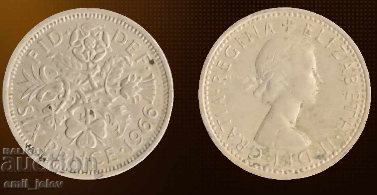 Marea Britanie 6 pence 1966 Marea Britanie 6 pence 1966