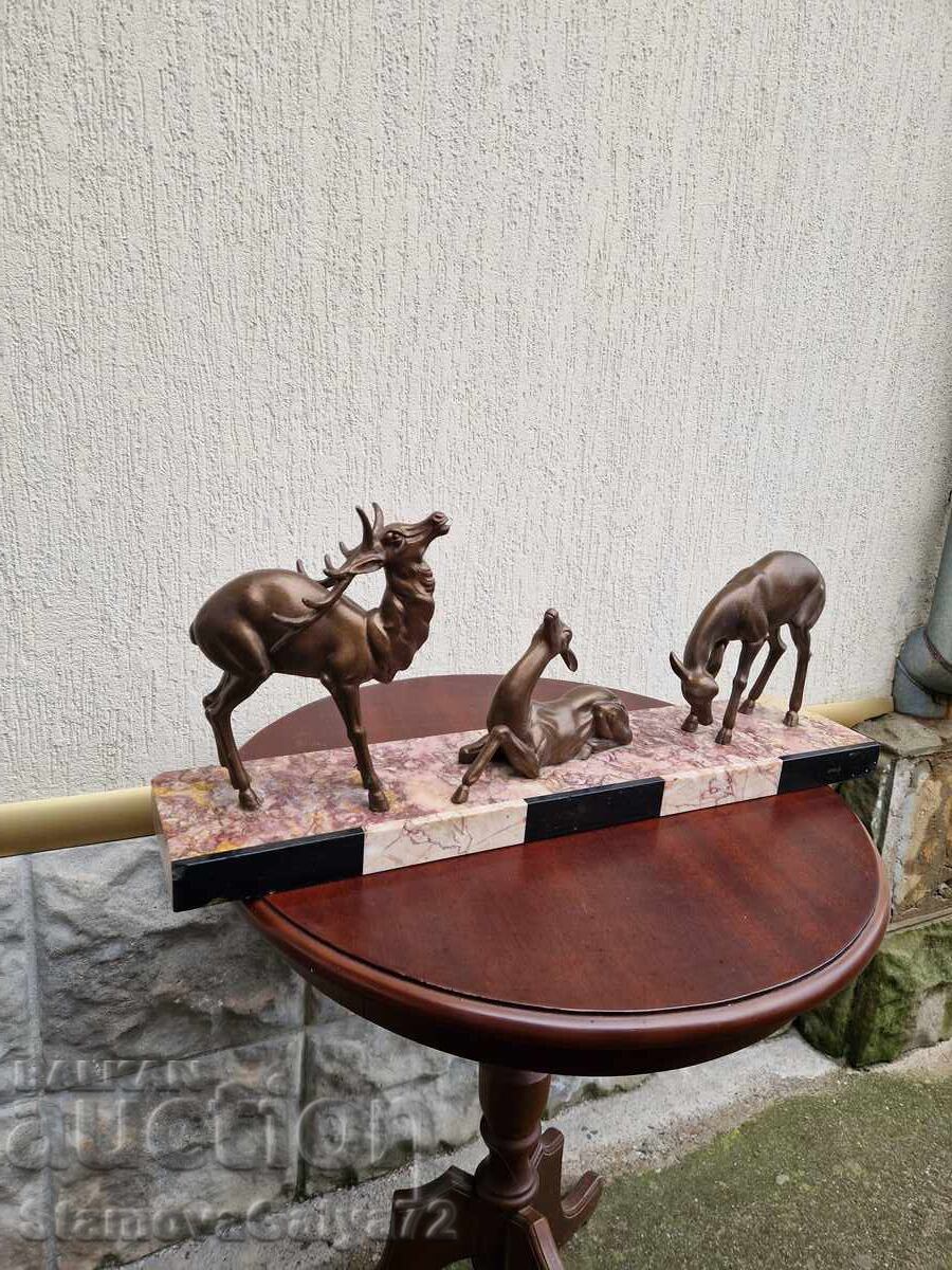 Страхотна антикварна френска фигура композиция Арт Деко - 5