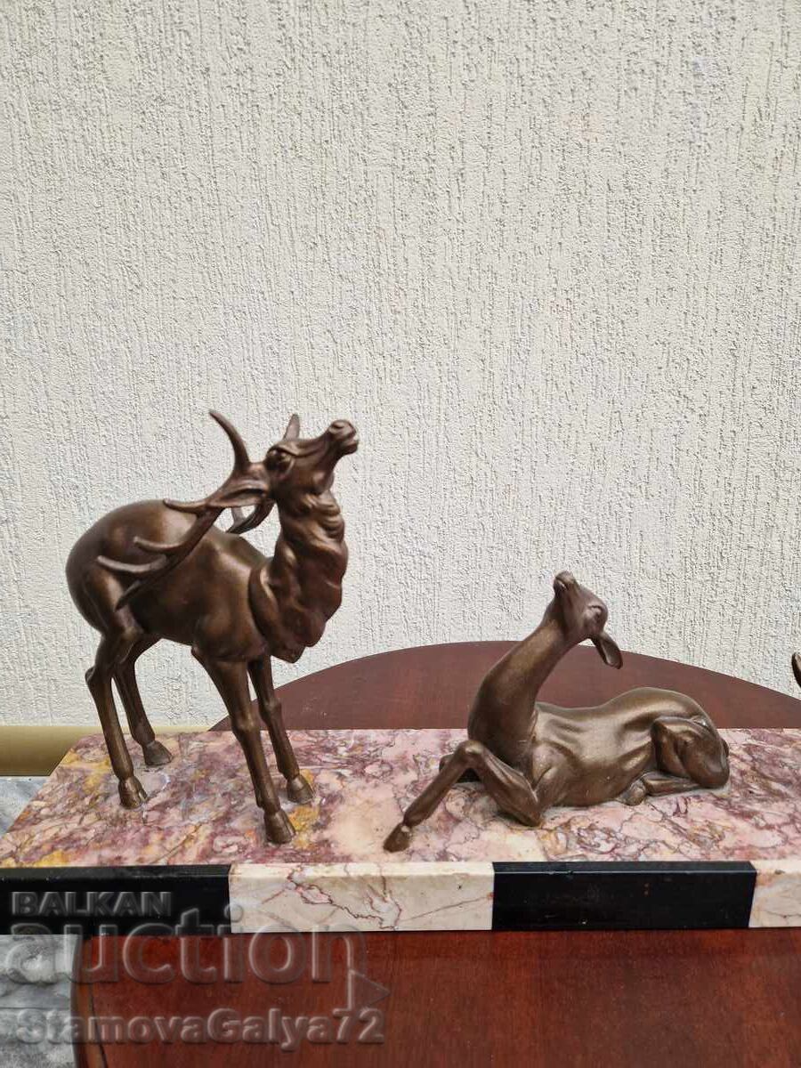 Страхотна антикварна френска фигура композиция Арт Деко - 6