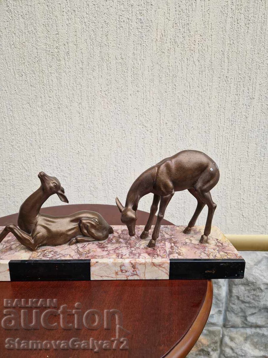 Страхотна антикварна френска фигура композиция Арт Деко - 7