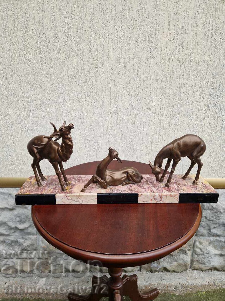 Superbă compoziție figurativă antică franceză Art Deco Superbă compoziție figurativă antică franceză Art Deco