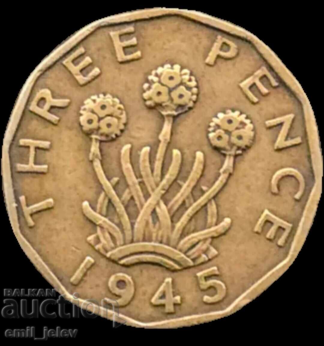 Ηνωμένο Βασίλειο 3 πένες, νικέλιο-ορείχαλκος /κίτρινο χρώμα/ 1945 με τιμή € 0.88 | 1.72 BGN Ηνωμένο Βασίλειο 3 πένες, νικέλιο-ορείχαλκος /κίτρινο χρώμα/ 1945 με τιμή € 0.88 | 1.72 BGN