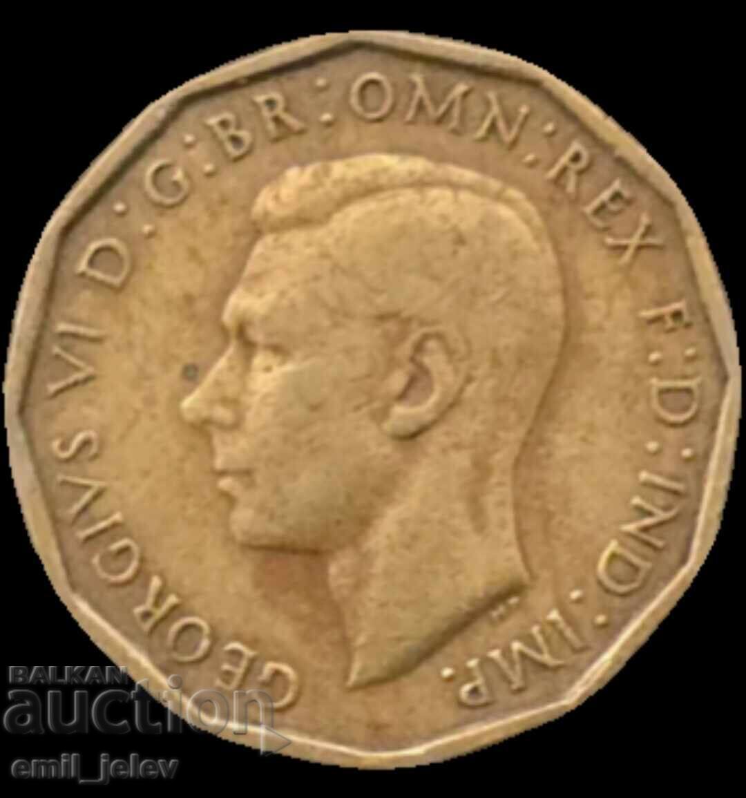 Δημοπρασία Ηνωμένο Βασίλειο 3 πένες, νικέλιο-ορείχαλκος /κίτρινο χρώμα/ 1945 Δημοπρασία Ηνωμένο Βασίλειο 3 πένες, νικέλιο-ορείχαλκος /κίτρινο χρώμα/ 1945